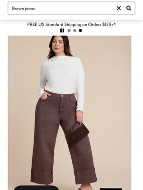 Eloquii High-Rise Wide-Leg Jeans in Brown size 22